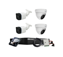 Load image into Gallery viewer, Full HD 2MP Cameras Combo KIT 4 Channel Full HD DVR + 2 Dome Cameras + 2 Bullet Cameras + 1 TB Hard Disc + Wire Roll + Supply &amp; All Required connectors - CCTV Bundle 4
